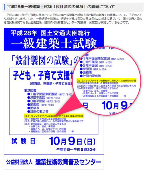 建築士の試験に「パッシブデザイン」