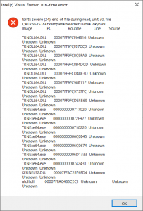 forrtl: severe(24): end-of-file during read, unit 30 file 
